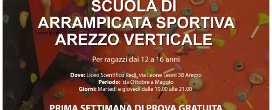 Finalmente anche ad Arezzo apre la Scuola di Arrampicata Sportiva per ragazzi di età fra 12 e 16 anni